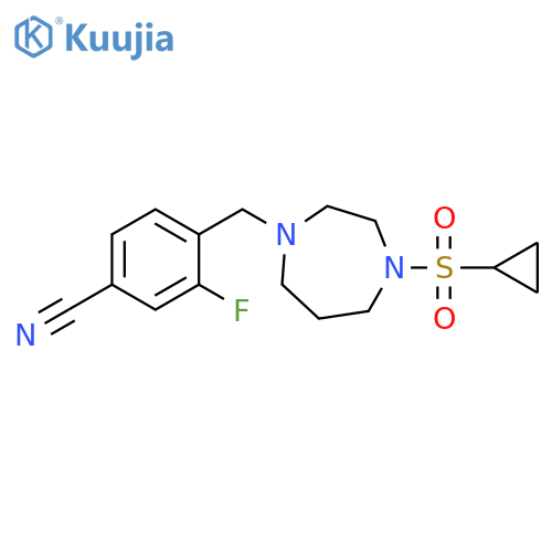 4-{[4-(cyclopropanesulfonyl)-1,4-diazepan-1-yl]methyl}-3-fluorobenzonitrile structure