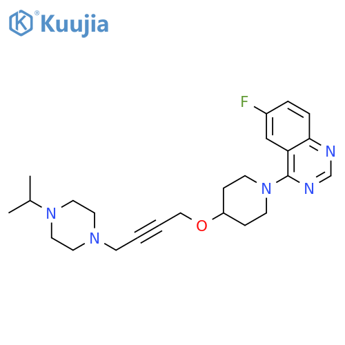 6-fluoro-4-4-({4-4-(propan-2-yl)piperazin-1-ylbut-2-yn-1-yl}oxy)piperidin-1-ylquinazoline structure