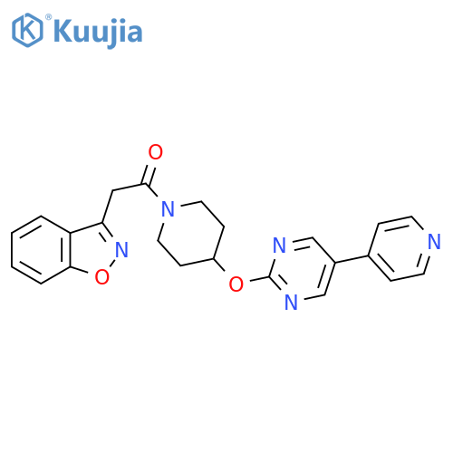 2-(1,2-benzoxazol-3-yl)-1-(4-{[5-(pyridin-4-yl)pyrimidin-2-yl]oxy}piperidin-1-yl)ethan-1-one structure