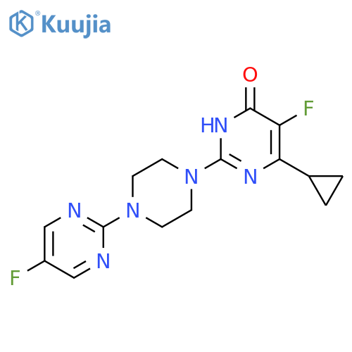6-cyclopropyl-5-fluoro-2-[4-(5-fluoropyrimidin-2-yl)piperazin-1-yl]-3,4-dihydropyrimidin-4-one structure