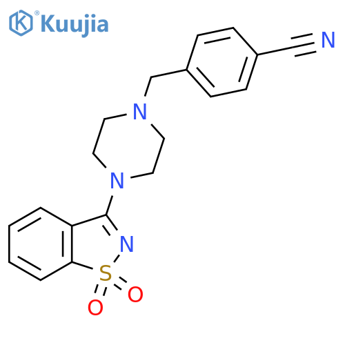 4-{[4-(1,1-Dioxo-1lambda6,2-benzothiazol-3-yl)piperazin-1-yl]methyl}benzonitrile structure