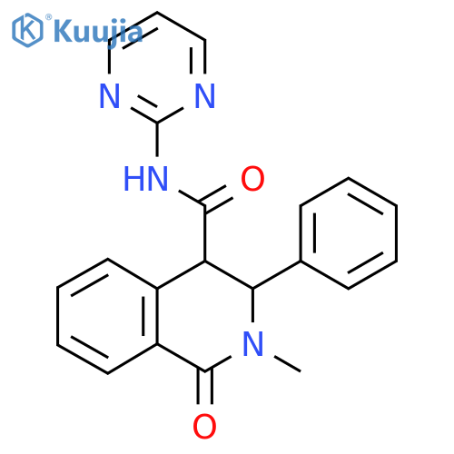 2-methyl-1-oxo-3-phenyl-N-(pyrimidin-2-yl)-1,2,3,4-tetrahydroisoquinoline-4-carboxamide structure