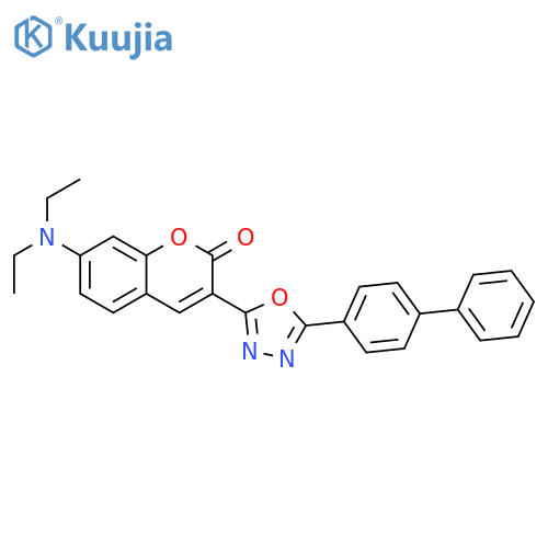 3-(5-{[1,1'-biphenyl]-4-yl}-1,3,4-oxadiazol-2-yl)-7-(diethylamino)-2H-chromen-2-one structure