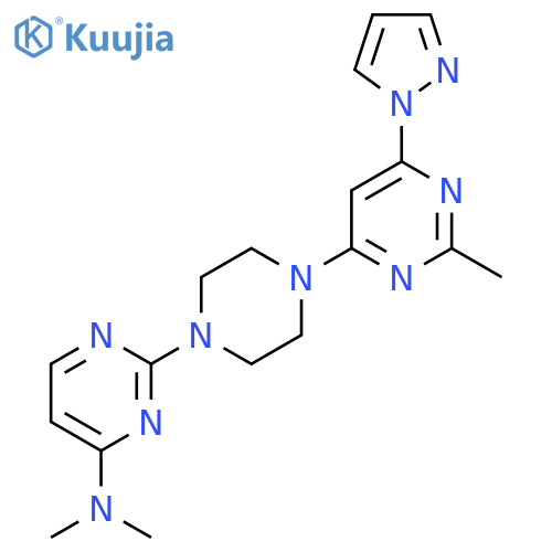 N,N-dimethyl-2-{4-[2-methyl-6-(1H-pyrazol-1-yl)pyrimidin-4-yl]piperazin-1-yl}pyrimidin-4-amine structure