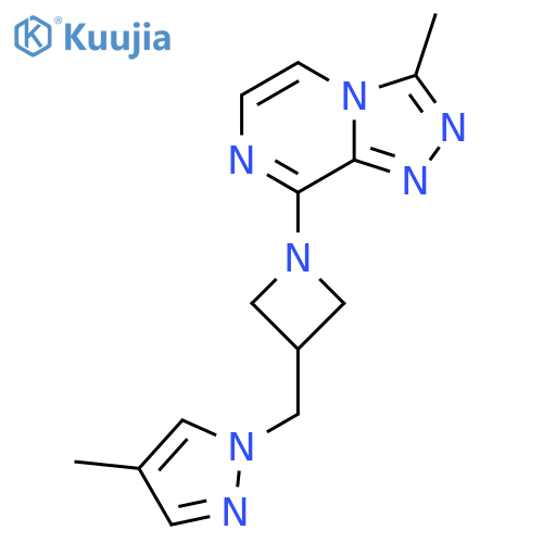 4-methyl-1-(1-{3-methyl-1,2,4triazolo4,3-apyrazin-8-yl}azetidin-3-yl)methyl-1H-pyrazole structure