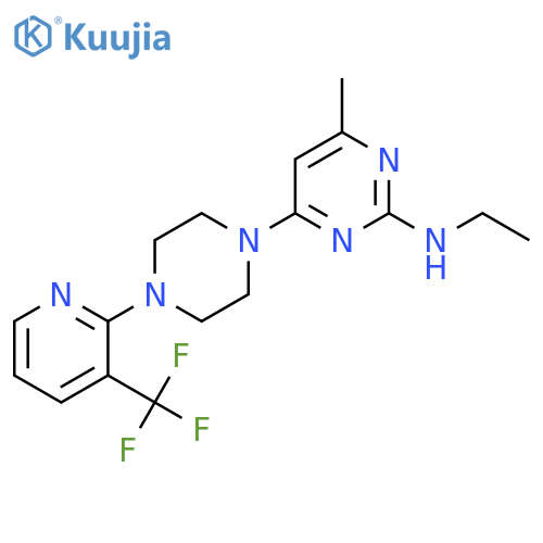 N-ethyl-4-methyl-6-{4-[3-(trifluoromethyl)pyridin-2-yl]piperazin-1-yl}pyrimidin-2-amine structure