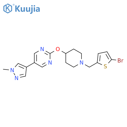 2-({1-[(5-bromothiophen-2-yl)methyl]piperidin-4-yl}oxy)-5-(1-methyl-1H-pyrazol-4-yl)pyrimidine structure