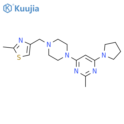 2-methyl-4-{4-[(2-methyl-1,3-thiazol-4-yl)methyl]piperazin-1-yl}-6-(pyrrolidin-1-yl)pyrimidine structure