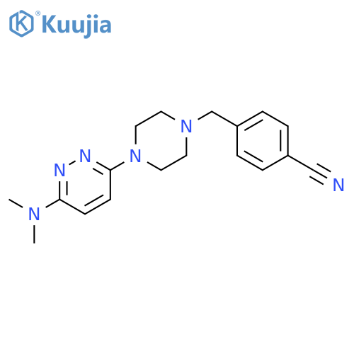 4-({4-[6-(dimethylamino)pyridazin-3-yl]piperazin-1-yl}methyl)benzonitrile structure