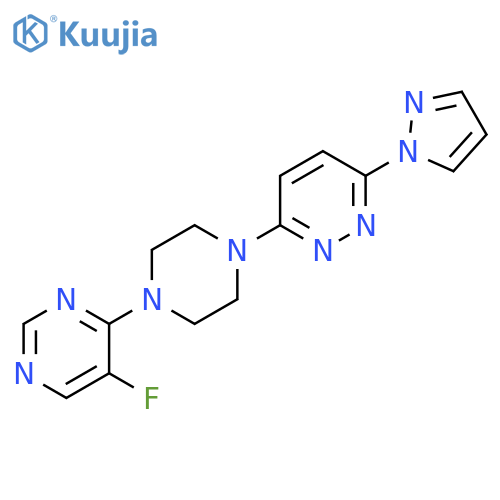 3-[4-(5-fluoropyrimidin-4-yl)piperazin-1-yl]-6-(1H-pyrazol-1-yl)pyridazine structure
