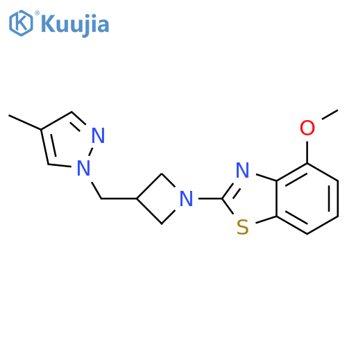 4-methoxy-2-{3-[(4-methyl-1H-pyrazol-1-yl)methyl]azetidin-1-yl}-1,3-benzothiazole structure
