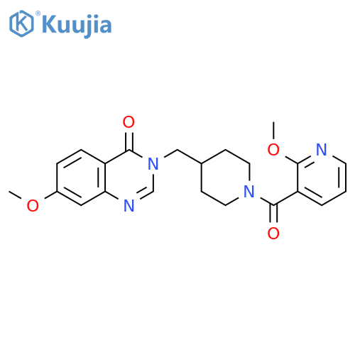 7-methoxy-3-{[1-(2-methoxypyridine-3-carbonyl)piperidin-4-yl]methyl}-3,4-dihydroquinazolin-4-one structure