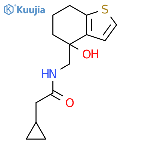 2-cyclopropyl-N-[(4-hydroxy-4,5,6,7-tetrahydro-1-benzothiophen-4-yl)methyl]acetamide structure