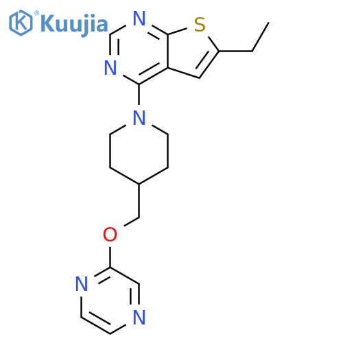 2-[(1-{6-ethylthieno[2,3-d]pyrimidin-4-yl}piperidin-4-yl)methoxy]pyrazine structure