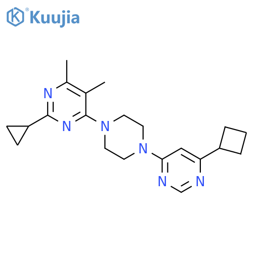 4-[4-(6-cyclobutylpyrimidin-4-yl)piperazin-1-yl]-2-cyclopropyl-5,6-dimethylpyrimidine structure