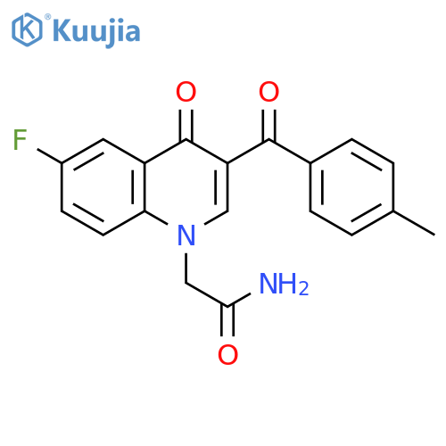 2-[6-fluoro-3-(4-methylbenzoyl)-4-oxo-1,4-dihydroquinolin-1-yl]acetamide structure