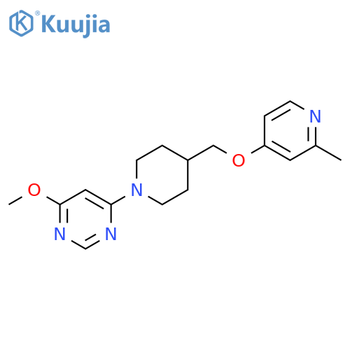 4-methoxy-6-(4-{[(2-methylpyridin-4-yl)oxy]methyl}piperidin-1-yl)pyrimidine structure
