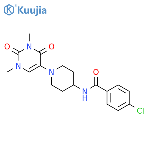 4-chloro-N-[1-(1,3-dimethyl-2,4-dioxo-1,2,3,4-tetrahydropyrimidin-5-yl)piperidin-4-yl]benzamide structure