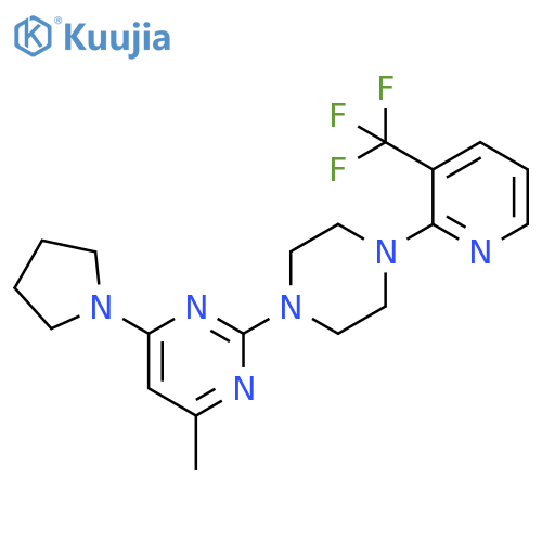 4-methyl-6-(pyrrolidin-1-yl)-2-{4-[3-(trifluoromethyl)pyridin-2-yl]piperazin-1-yl}pyrimidine structure