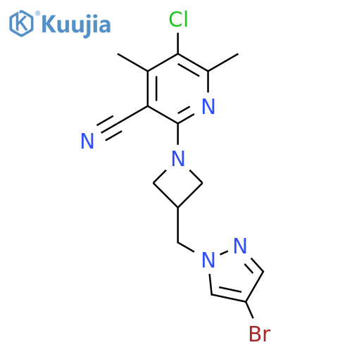 2-{3-[(4-bromo-1H-pyrazol-1-yl)methyl]azetidin-1-yl}-5-chloro-4,6-dimethylpyridine-3-carbonitrile structure