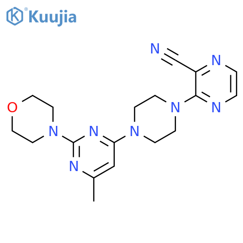3-{4-[6-methyl-2-(morpholin-4-yl)pyrimidin-4-yl]piperazin-1-yl}pyrazine-2-carbonitrile structure