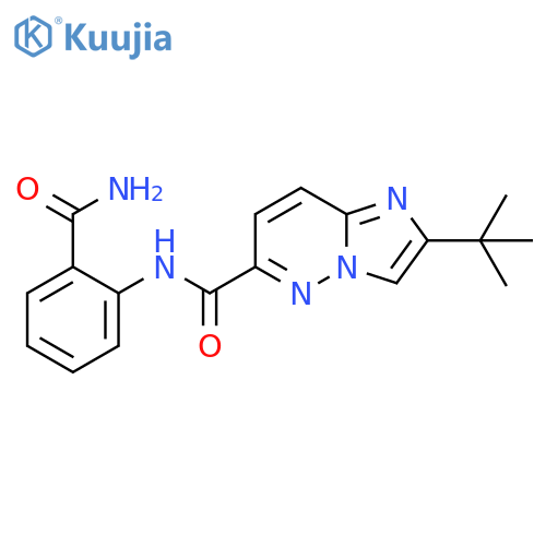 2-tert-butyl-N-(2-carbamoylphenyl)imidazo[1,2-b]pyridazine-6-carboxamide structure