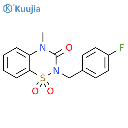 2-[(4-fluorophenyl)methyl]-4-methyl-3,4-dihydro-2H-1lambda6,2,4-benzothiadiazine-1,1,3-trione structure