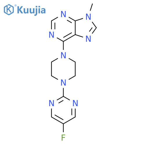 6-[4-(5-fluoropyrimidin-2-yl)piperazin-1-yl]-9-methyl-9H-purine structure