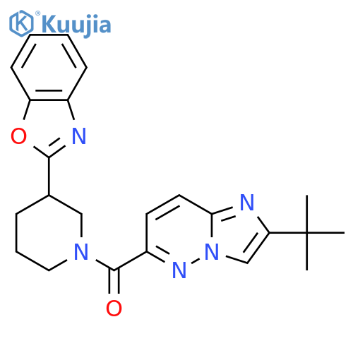 2-(1-{2-Tert-butylimidazo[1,2-b]pyridazine-6-carbonyl}piperidin-3-yl)-1,3-benzoxazole structure