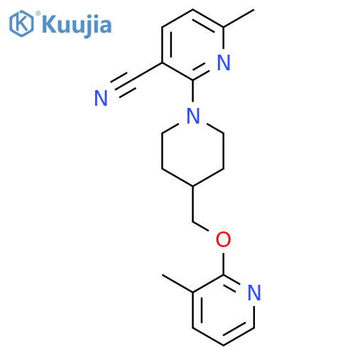 6-Methyl-2-(4-{[(3-methylpyridin-2-yl)oxy]methyl}piperidin-1-yl)pyridine-3-carbonitrile structure