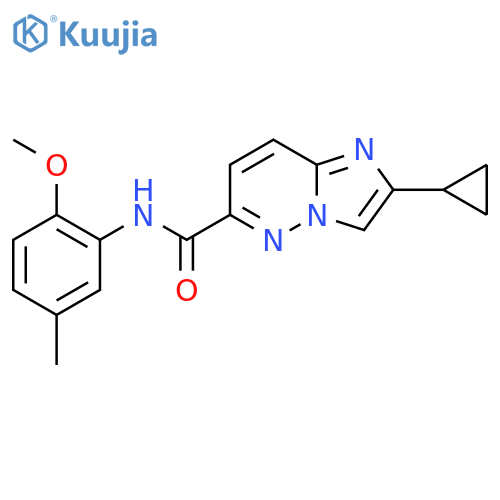 2-cyclopropyl-N-(2-methoxy-5-methylphenyl)imidazo[1,2-b]pyridazine-6-carboxamide structure