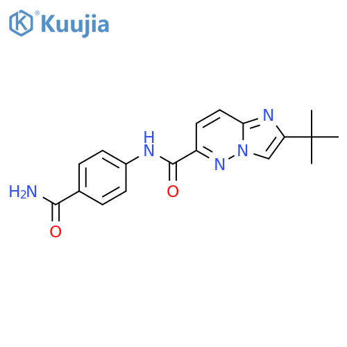 2-tert-butyl-N-(4-carbamoylphenyl)imidazo[1,2-b]pyridazine-6-carboxamide structure