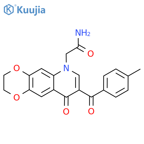 2-[8-(4-methylbenzoyl)-9-oxo-2H,3H,6H,9H-[1,4]dioxino[2,3-g]quinolin-6-yl]acetamide structure