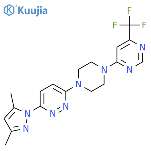 3-(3,5-dimethyl-1H-pyrazol-1-yl)-6-{4-[6-(trifluoromethyl)pyrimidin-4-yl]piperazin-1-yl}pyridazine structure