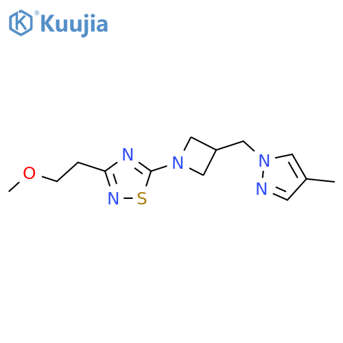 3-(2-methoxyethyl)-5-{3-[(4-methyl-1H-pyrazol-1-yl)methyl]azetidin-1-yl}-1,2,4-thiadiazole structure