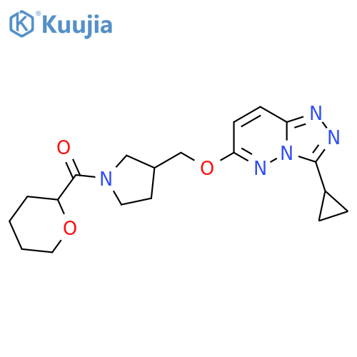 3-[({3-Cyclopropyl-[1,2,4]triazolo[4,3-b]pyridazin-6-yl}oxy)methyl]-1-(oxane-2-carbonyl)pyrrolidine structure