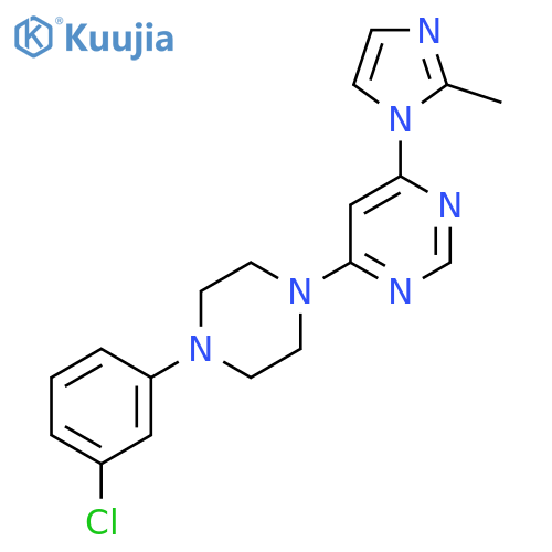 4-[4-(3-chlorophenyl)piperazin-1-yl]-6-(2-methyl-1H-imidazol-1-yl)pyrimidine structure