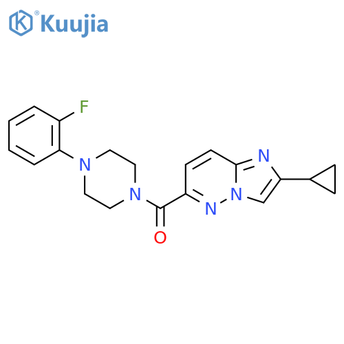 1-{2-Cyclopropylimidazo[1,2-b]pyridazine-6-carbonyl}-4-(2-fluorophenyl)piperazine structure