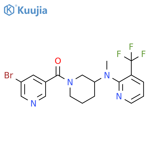 N-[1-(5-bromopyridine-3-carbonyl)piperidin-3-yl]-N-methyl-3-(trifluoromethyl)pyridin-2-amine structure