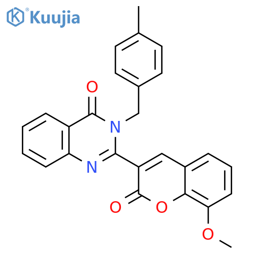 2-(8-methoxy-2-oxo-2H-chromen-3-yl)-3-[(4-methylphenyl)methyl]-3,4-dihydroquinazolin-4-one structure