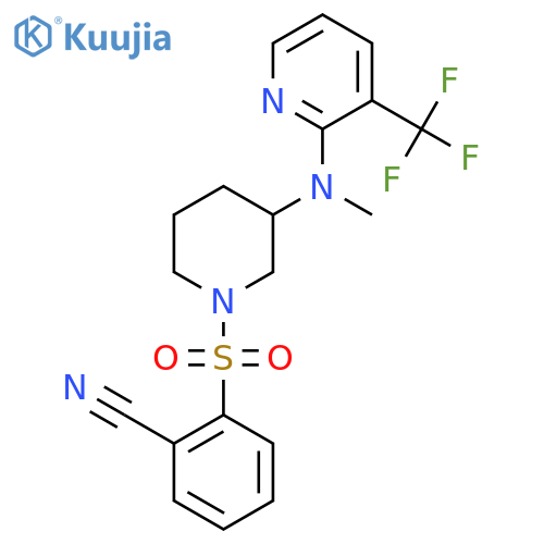 2-[(3-{Methyl[3-(trifluoromethyl)pyridin-2-yl]amino}piperidin-1-yl)sulfonyl]benzonitrile structure
