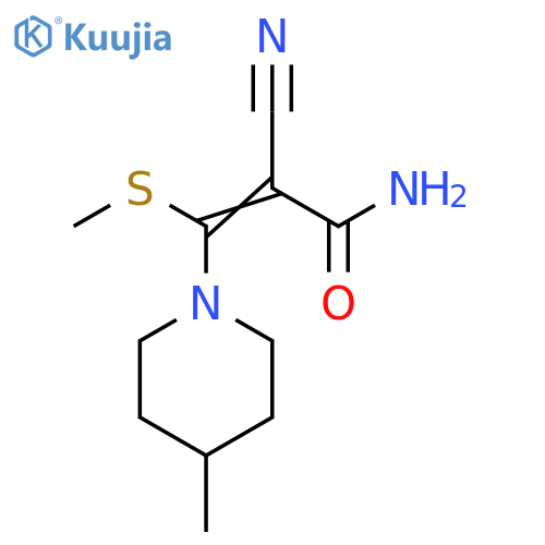 (2E)-2-cyano-3-(4-methylpiperidin-1-yl)-3-(methylsulfanyl)prop-2-enamide structure