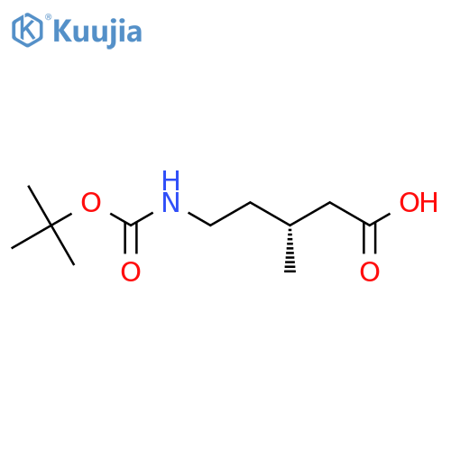 (3R)-5-{(tert-butoxy)carbonylamino}-3-methylpentanoic acid structure