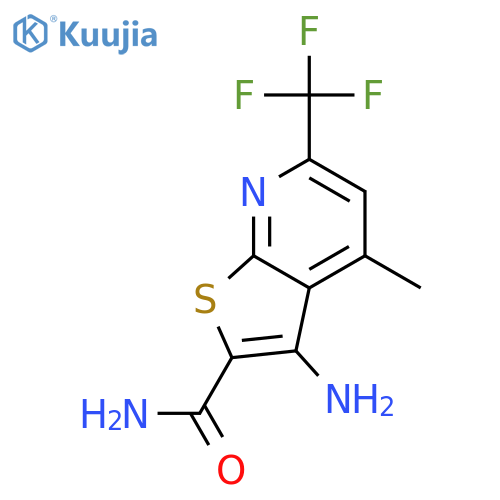 3-amino-4-methyl-6-(trifluoromethyl)thieno2,3-bpyridine-2-carboxamide structure