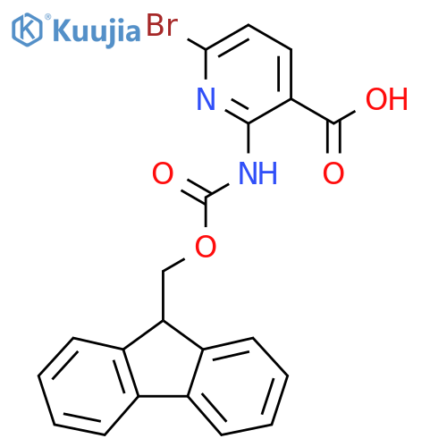 6-bromo-2-({(9H-fluoren-9-yl)methoxycarbonyl}amino)pyridine-3-carboxylic acid structure