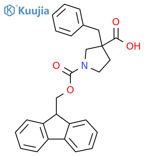 3-benzyl-1-{(9H-fluoren-9-yl)methoxycarbonyl}pyrrolidine-3-carboxylic acid structure