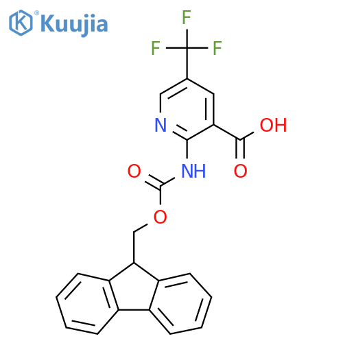 2-({(9H-fluoren-9-yl)methoxycarbonyl}amino)-5-(trifluoromethyl)pyridine-3-carboxylic acid structure