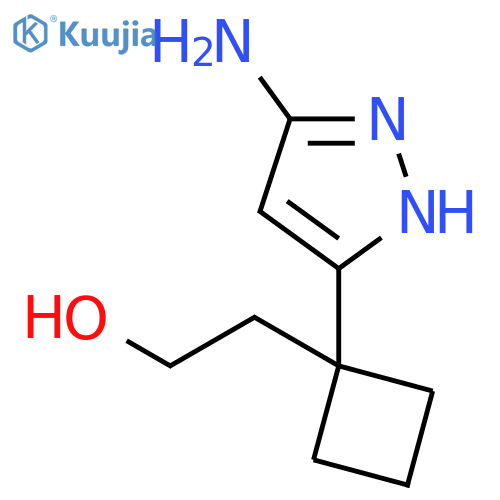 2-[1-(3-amino-1H-pyrazol-5-yl)cyclobutyl]ethanol structure