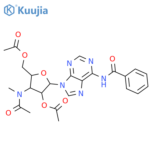 Benzamide,N-[9-[3-deoxy-3-(N-methylacetamido)-b-D-ribofuranosyl]-9H-purin-6-yl]-, diacetate (ester)(8CI) structure