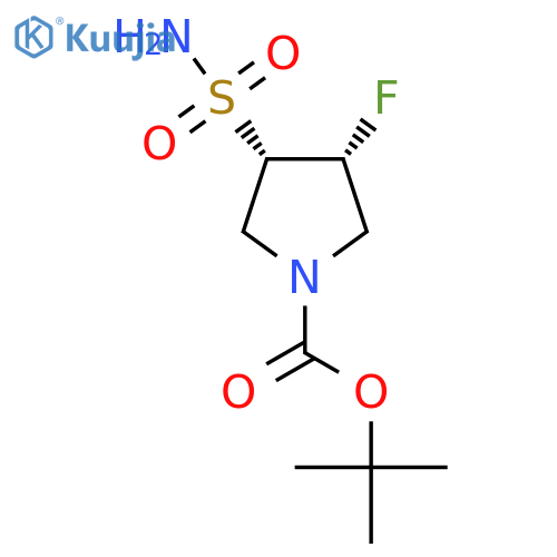 rac-tert-butyl (3R,4S)-3-fluoro-4-sulfamoylpyrrolidine-1-carboxylate structure